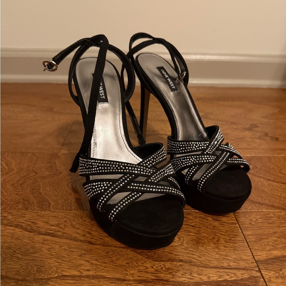 Nine West Black Rhinestone Heels